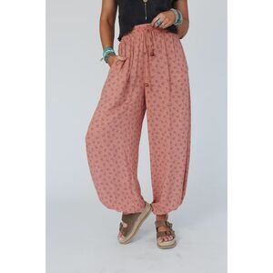 NWT Three Bird Nest Emberlyn Wide Leg Cinched Pants Medium Clay Boho Style Rayon